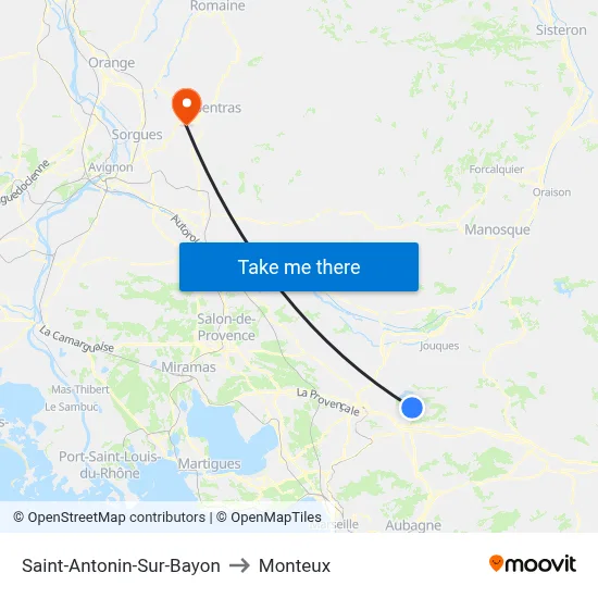 Saint-Antonin-Sur-Bayon to Monteux map