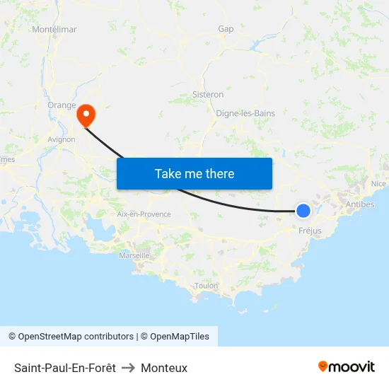 Saint-Paul-En-Forêt to Monteux map