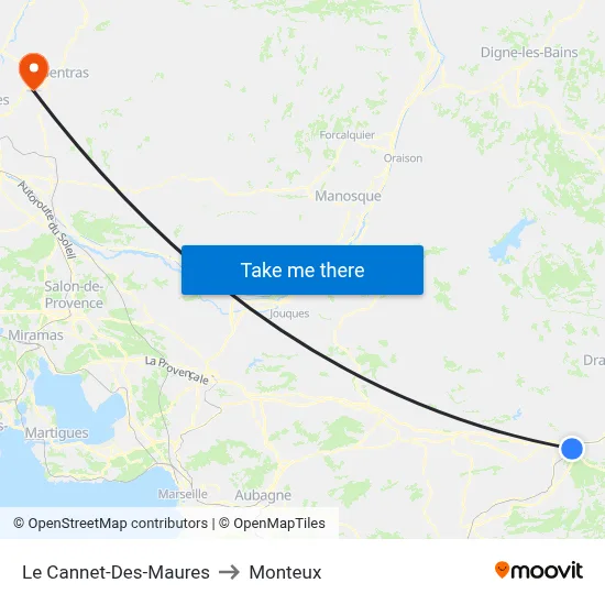 Le Cannet-Des-Maures to Monteux map