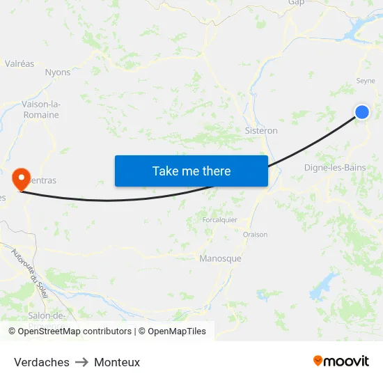 Verdaches to Monteux map