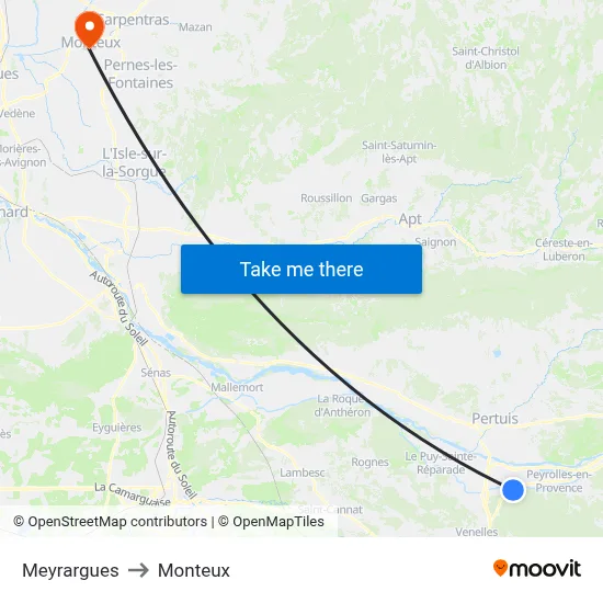 Meyrargues to Monteux map