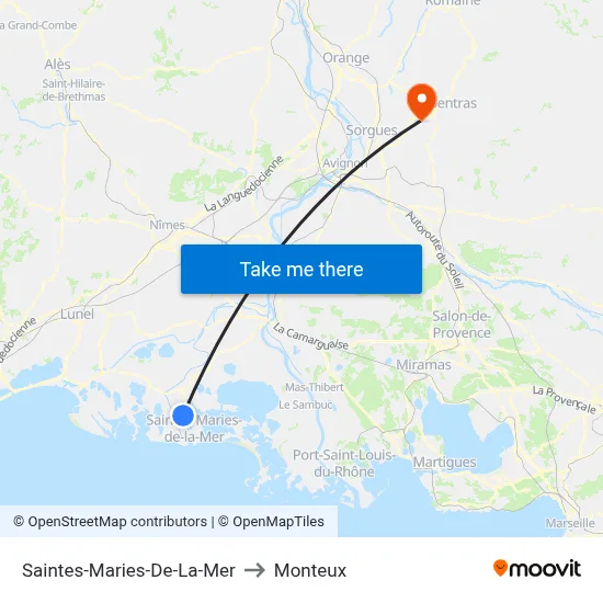 Saintes-Maries-De-La-Mer to Monteux map