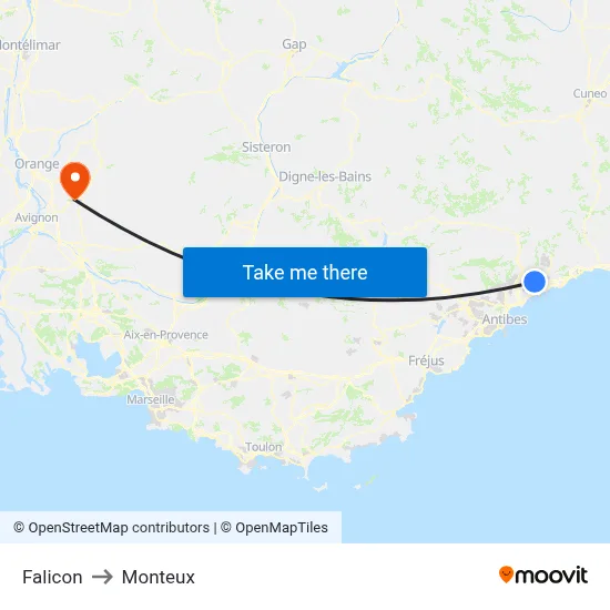 Falicon to Monteux map