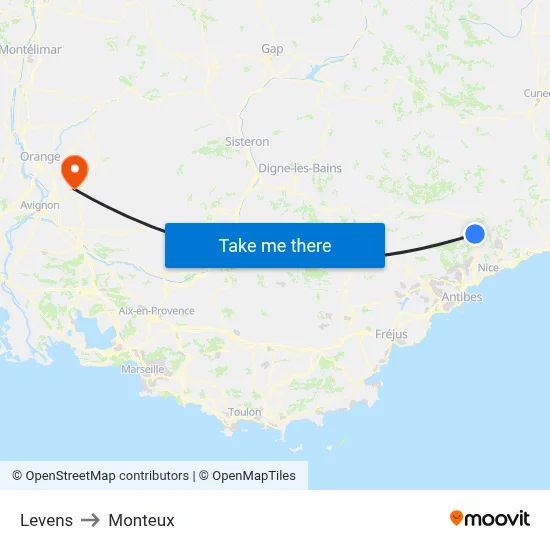 Levens to Monteux map