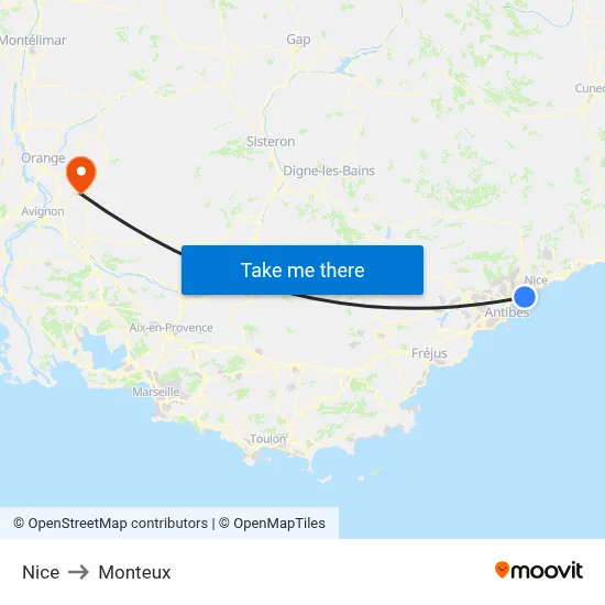 Nice to Monteux map