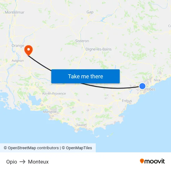 Opio to Monteux map