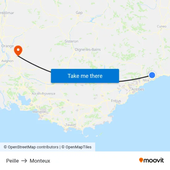 Peille to Monteux map