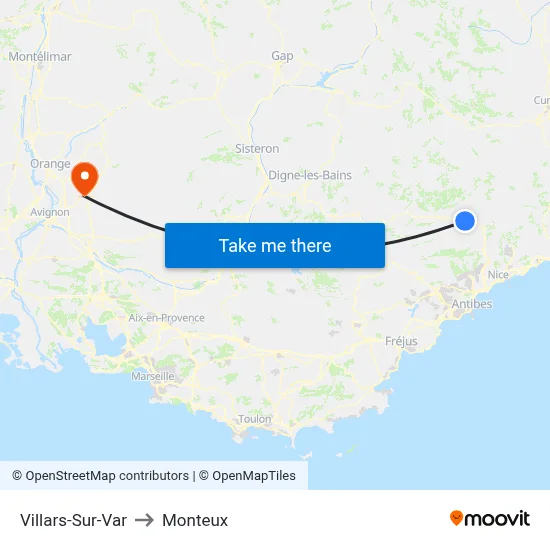 Villars-Sur-Var to Monteux map