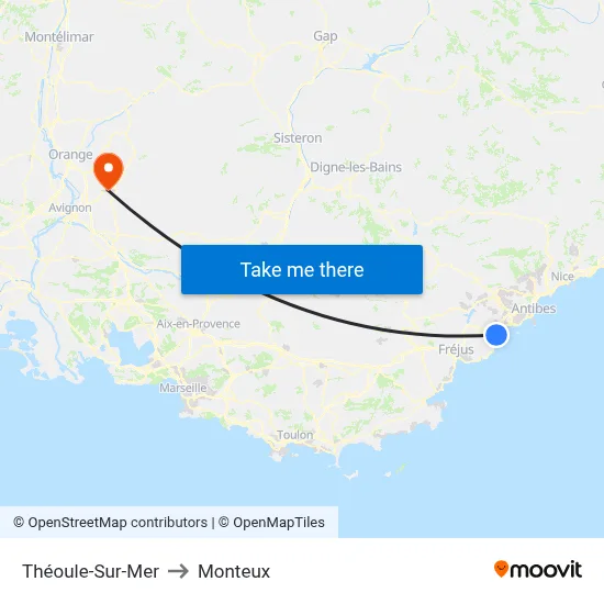 Théoule-Sur-Mer to Monteux map