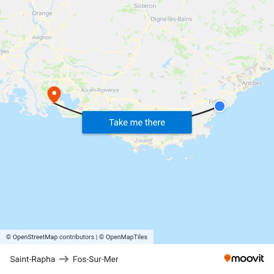Saint-Rapha to Fos-Sur-Mer map