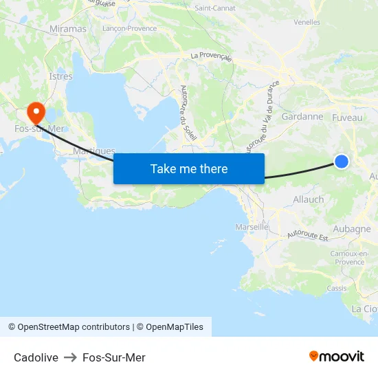 Cadolive to Fos-Sur-Mer map