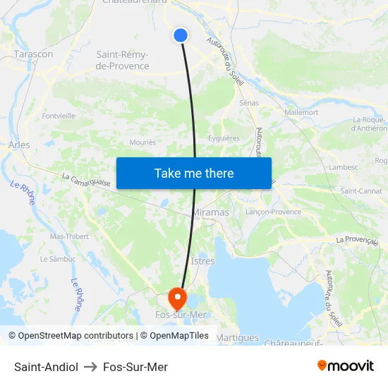 Saint-Andiol to Fos-Sur-Mer map