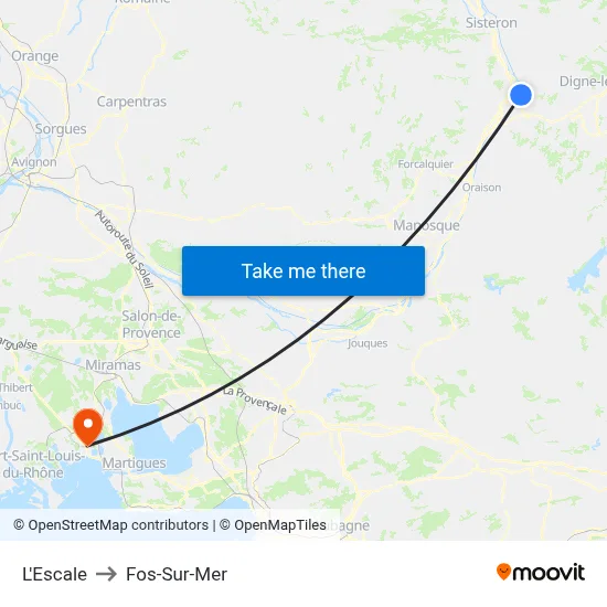 L'Escale to Fos-Sur-Mer map