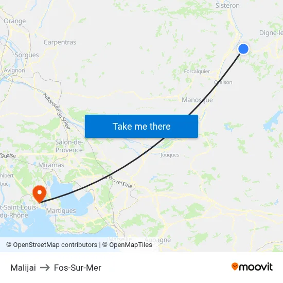 Malijai to Fos-Sur-Mer map