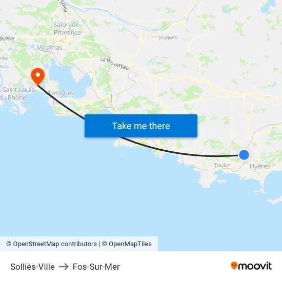 Solliès-Ville to Fos-Sur-Mer map