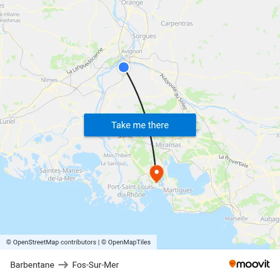 Barbentane to Fos-Sur-Mer map