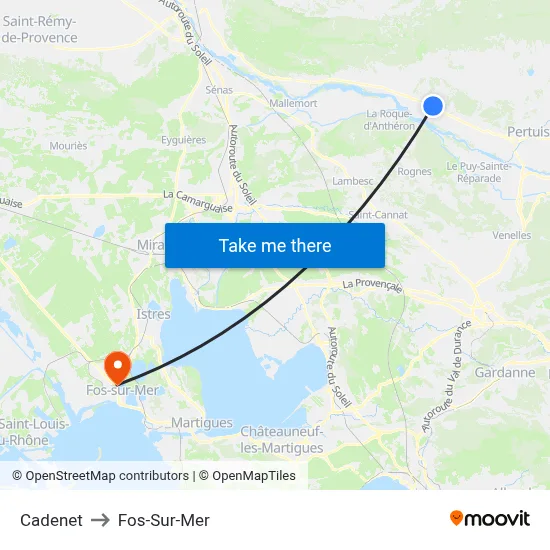Cadenet to Fos-Sur-Mer map