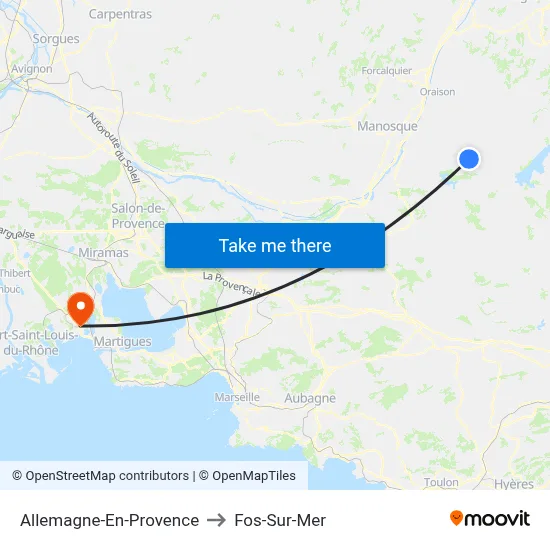 Allemagne-En-Provence to Fos-Sur-Mer map