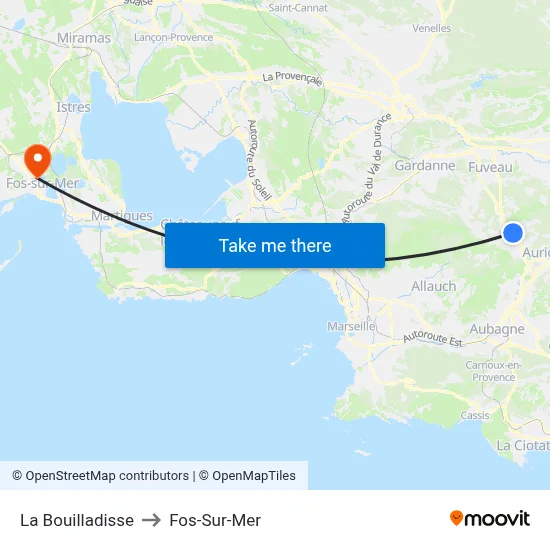 La Bouilladisse to Fos-Sur-Mer map