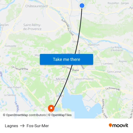 Lagnes to Fos-Sur-Mer map