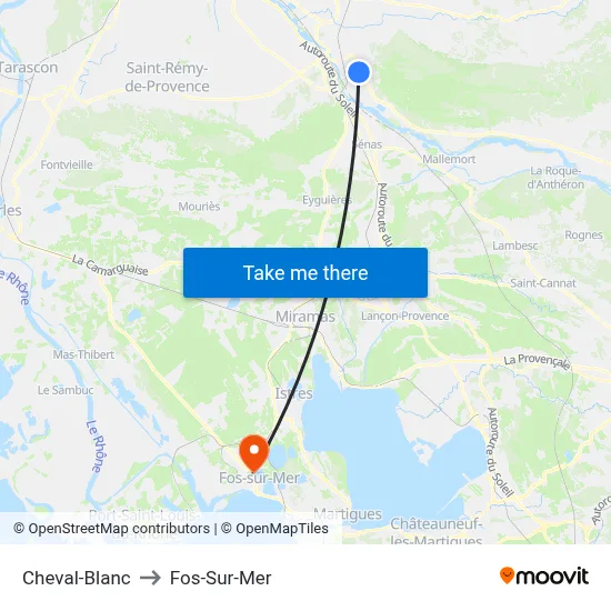 Cheval-Blanc to Fos-Sur-Mer map