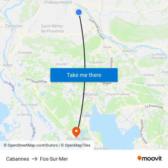 Cabannes to Fos-Sur-Mer map