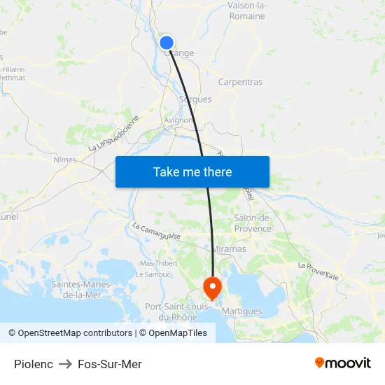 Piolenc to Fos-Sur-Mer map