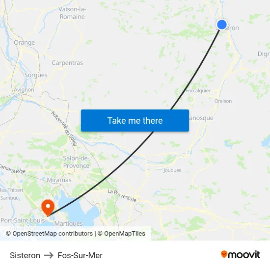 Sisteron to Fos-Sur-Mer map