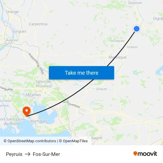 Peyruis to Fos-Sur-Mer map