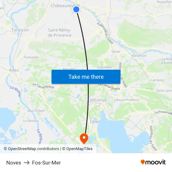 Noves to Fos-Sur-Mer map