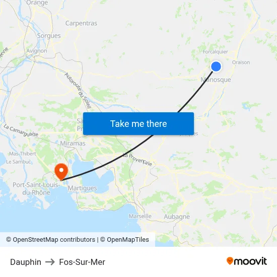 Dauphin to Fos-Sur-Mer map