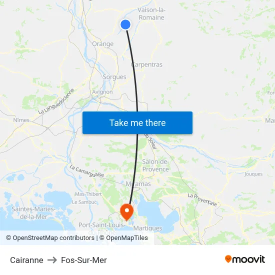 Cairanne to Fos-Sur-Mer map