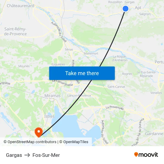 Gargas to Fos-Sur-Mer map