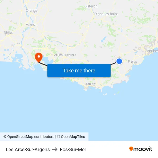 Les Arcs-Sur-Argens to Fos-Sur-Mer map