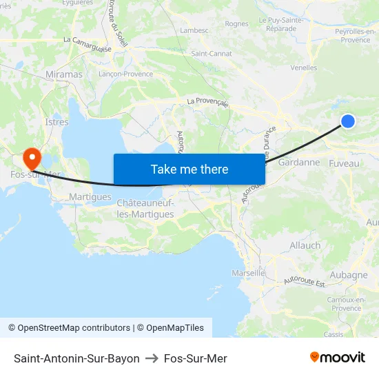 Saint-Antonin-Sur-Bayon to Fos-Sur-Mer map