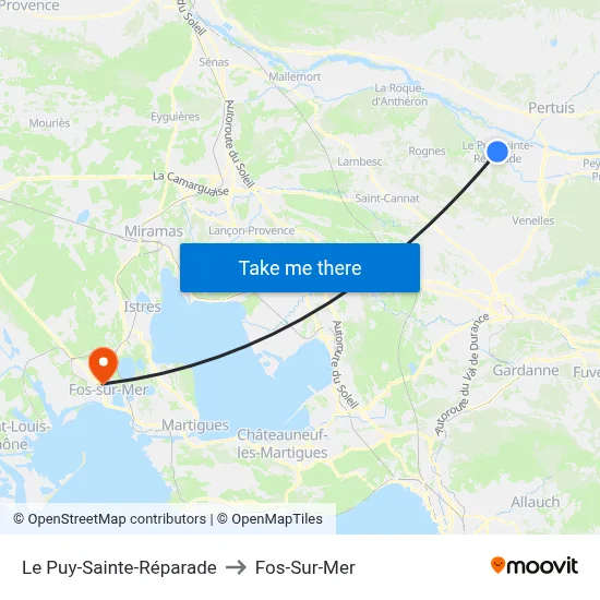 Le Puy-Sainte-Réparade to Fos-Sur-Mer map