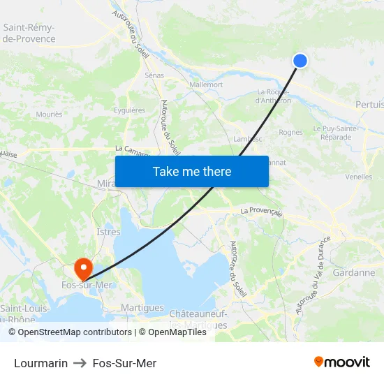 Lourmarin to Fos-Sur-Mer map