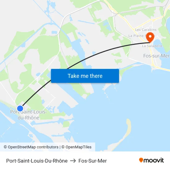 Port-Saint-Louis-Du-Rhône to Fos-Sur-Mer map