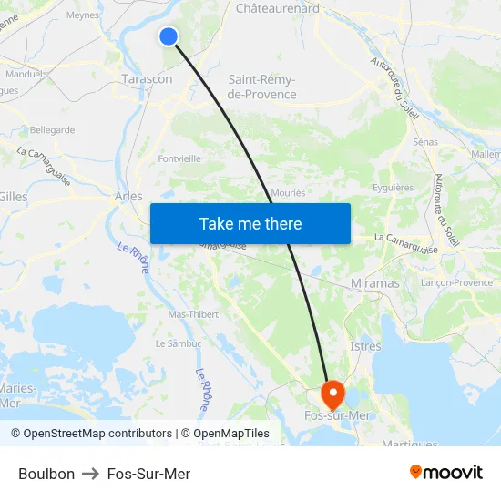 Boulbon to Fos-Sur-Mer map