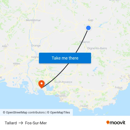 Tallard to Fos-Sur-Mer map