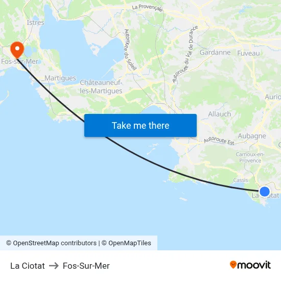 La Ciotat to Fos-Sur-Mer map