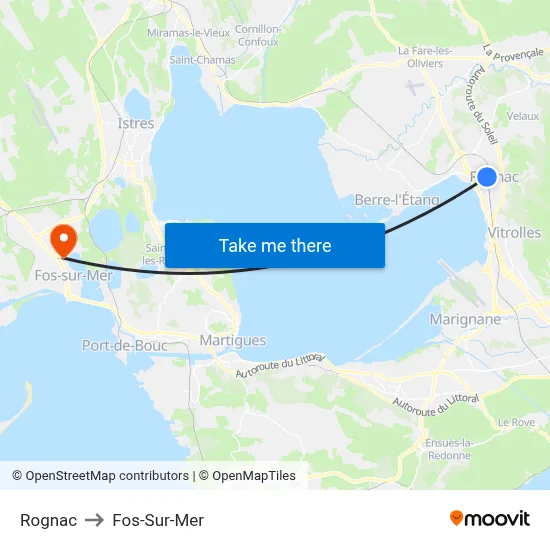 Rognac to Fos-Sur-Mer map