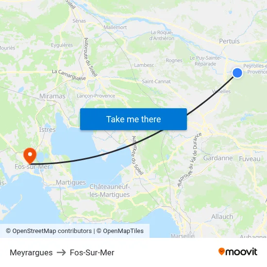 Meyrargues to Fos-Sur-Mer map