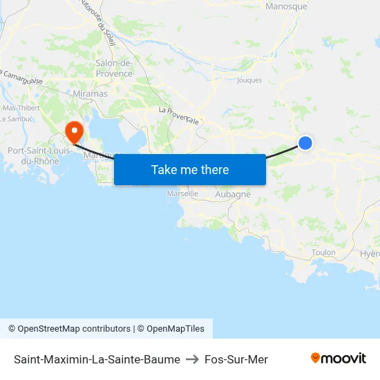 Saint-Maximin-La-Sainte-Baume to Fos-Sur-Mer map