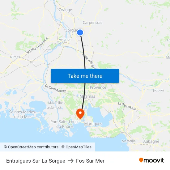Entraigues-Sur-La-Sorgue to Fos-Sur-Mer map