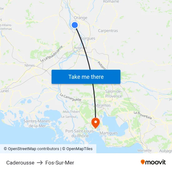 Caderousse to Fos-Sur-Mer map