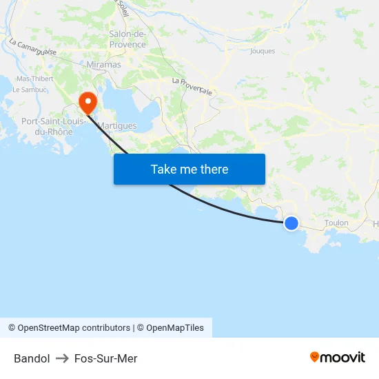 Bandol to Fos-Sur-Mer map