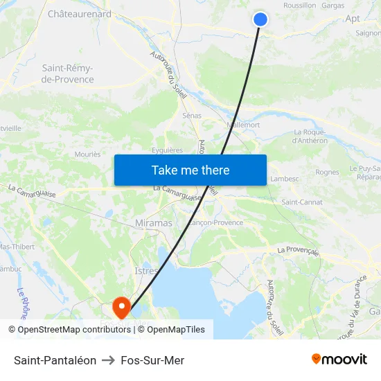 Saint-Pantaléon to Fos-Sur-Mer map