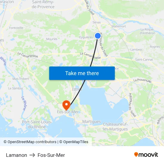 Lamanon to Fos-Sur-Mer map