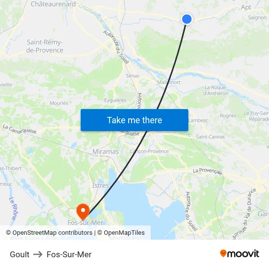 Goult to Fos-Sur-Mer map